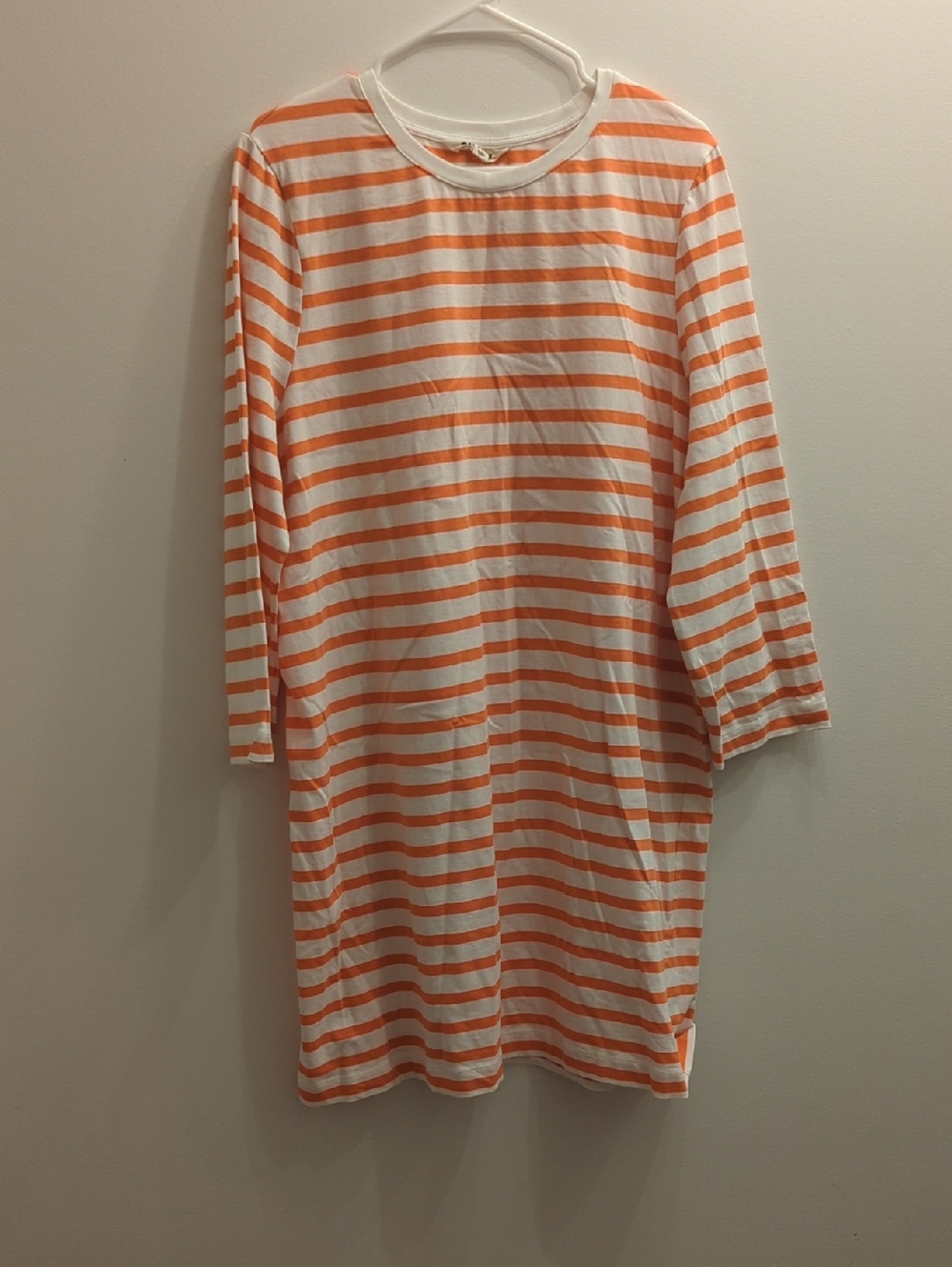 2/$40 - Boden White & Tangerine Striped Long-Sleeved Dress (US 16/18)